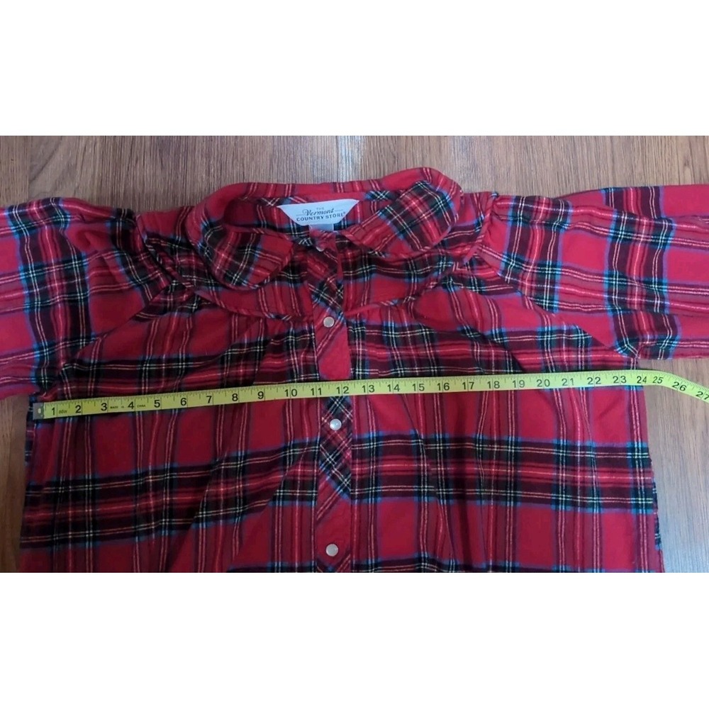Vermont Country Store Robe/Nightgown Sz M Red Plaid Flannel Cotton Cottagecore - Picture 7 of 9